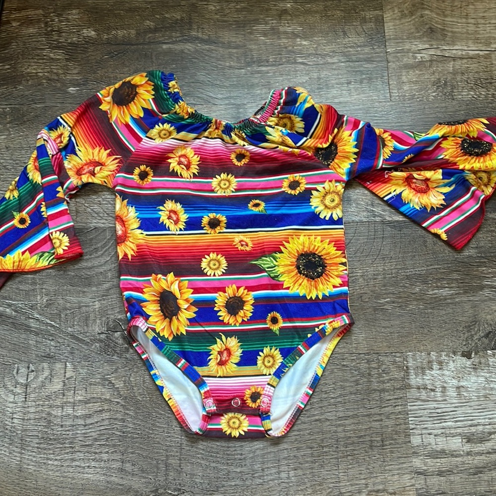 Sunflower bell sleeve onesie